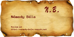 Némedy Béla névjegykártya
